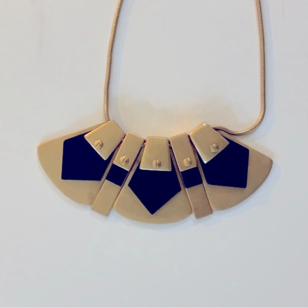 MADEWELL Obsidian Fan Necklace Gold x Black NWT